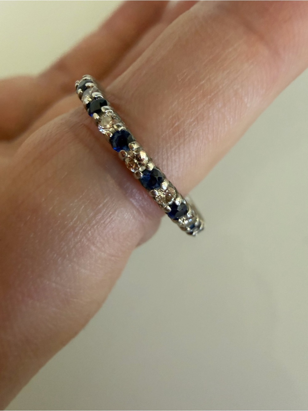 Like new Platinum Band Ring with Sapphires and Diamonds